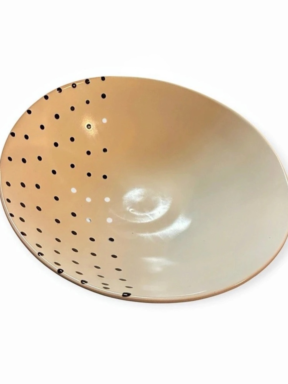 Pier 1 Black Dots Hand Painted Earthenware Serving Bowl Italy 12” Entertaining